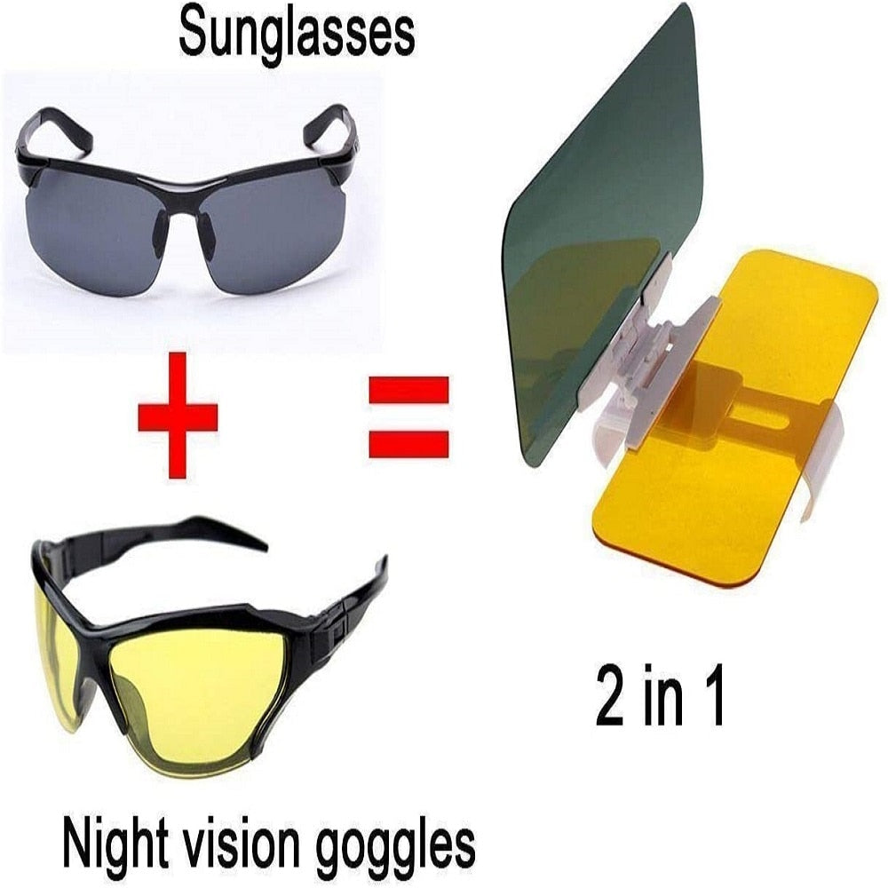 2 in 1 Car Sun Visor HD Goggle Car Day and Night Anti-UV Anti-Dazzle