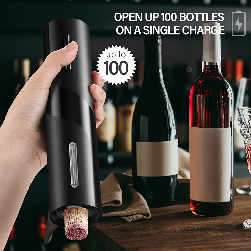 Electric Wine Bottle Opener with Foil Cutter One-click Button Rechargeable Automatic