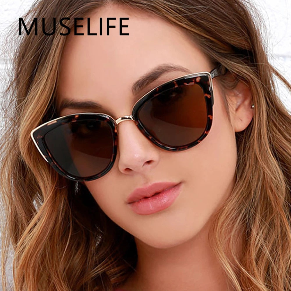 MUSELIFE Cateye Sunglasses Women Vintage Gradient Glasses Retro UV400