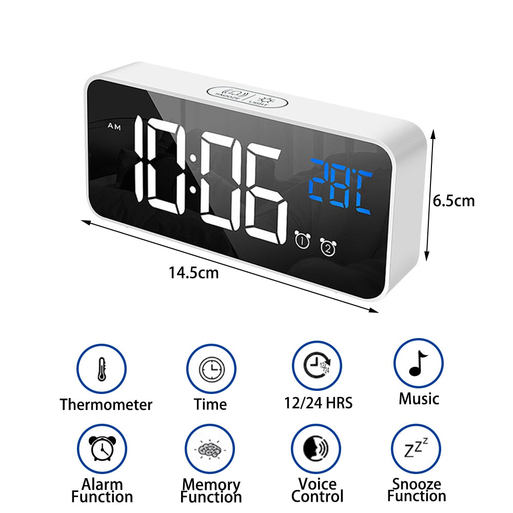 LED Digital Projection Alarm Clock Electronic  FM Radio Time Projector Bedroom Bedside Mute Clock